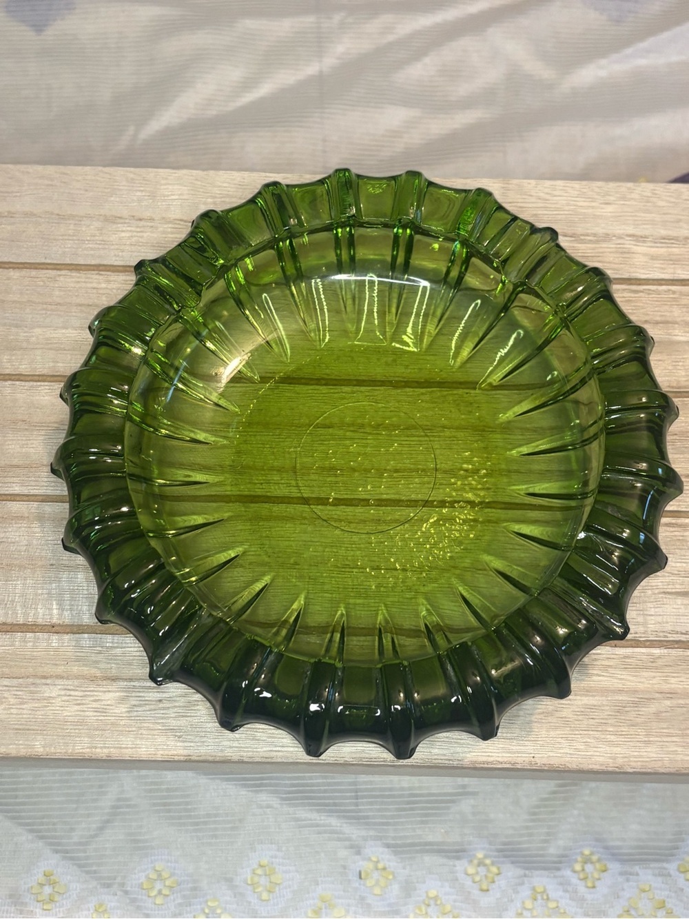 Vintage Green Decorative Glass Bowl/ Ashtray